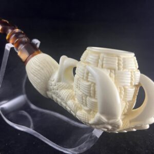 Dragon Claw & Basket Weave Meerschaum Pipe – Hand Carved Masterpiece