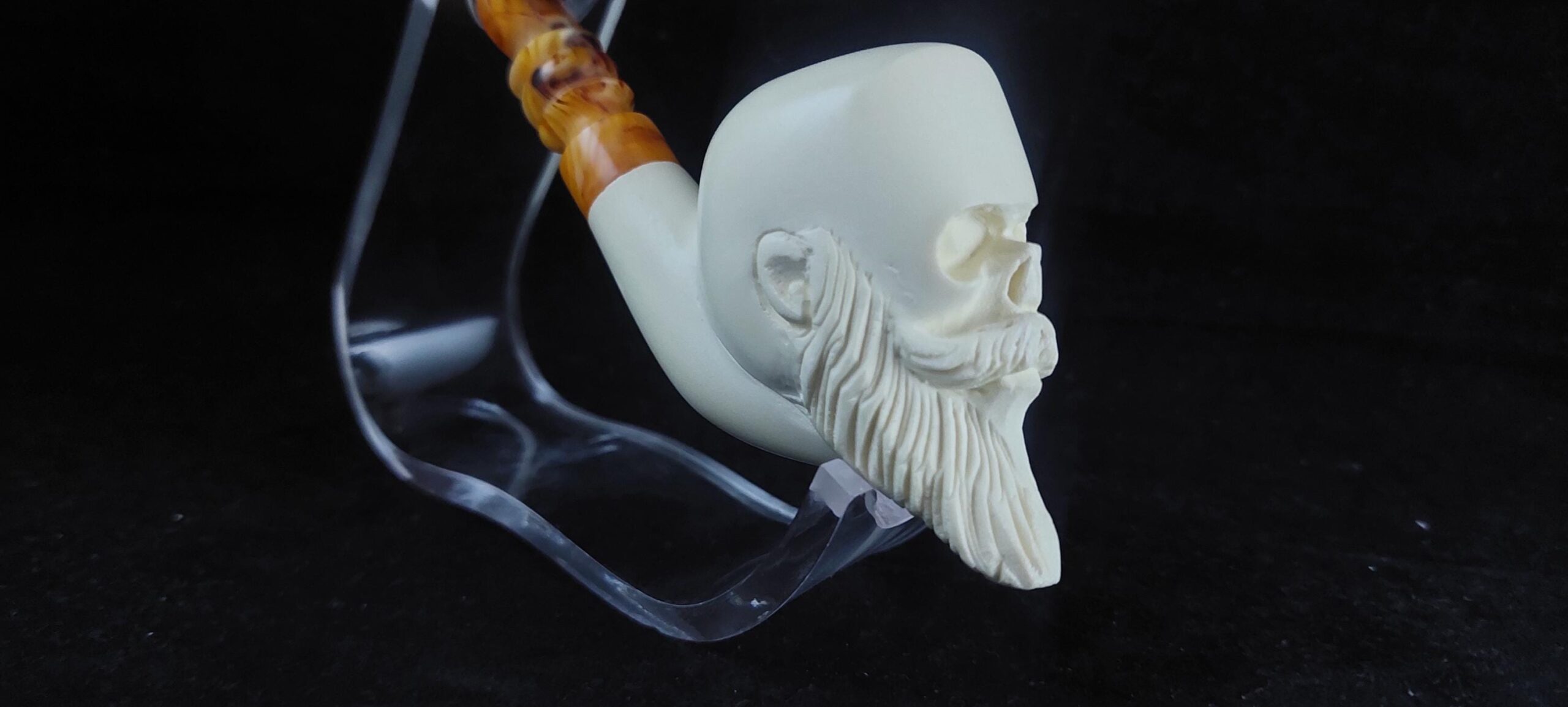 Skull meerschaum pipe, block meerschaum, special skull design meerschaum pipe