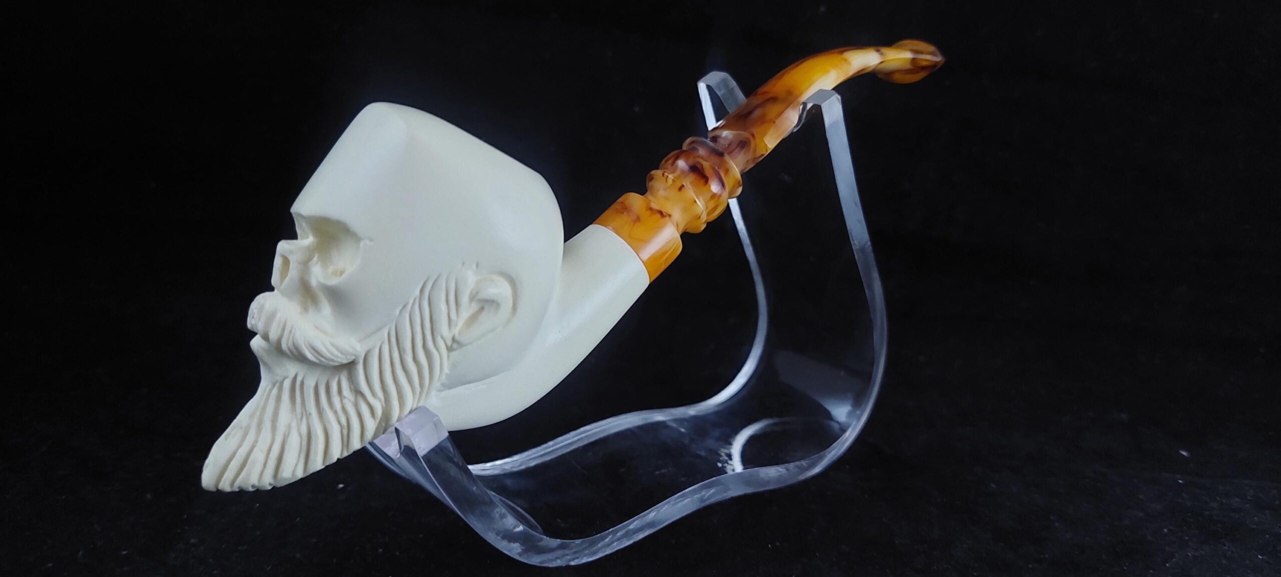 Skull meerschaum pipe, block meerschaum, special skull design meerschaum pipe - Image 2