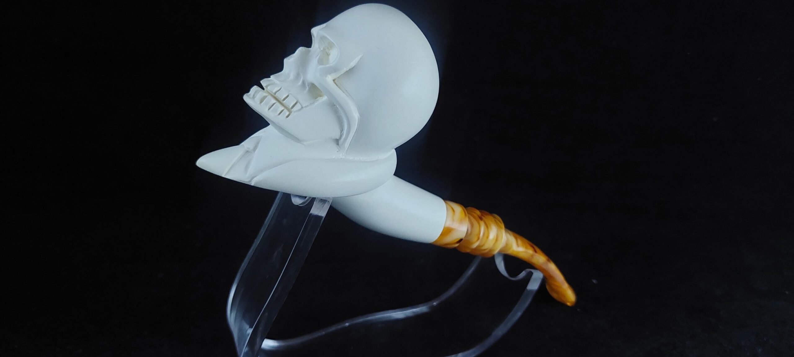 Skull meerschaum pipe, special design meerschaum pipe, block meerschaum, hand carved pipe - Image 4