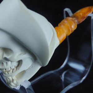 Skull with  meerschaum pipe, block meerschaum, special skull design meerschaum pipe
