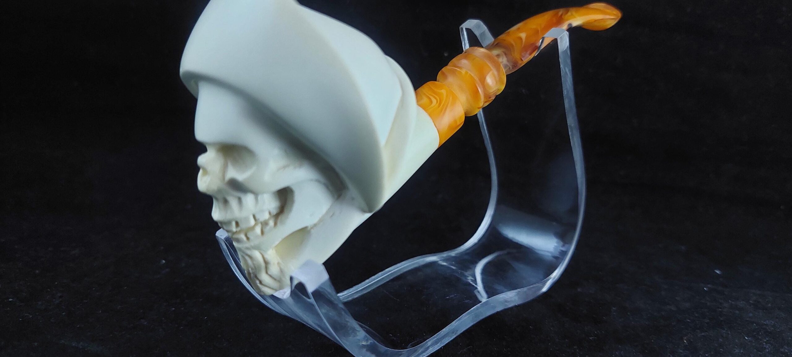 Skull with meerschaum pipe, block meerschaum, special skull design meerschaum pipe - Image 4