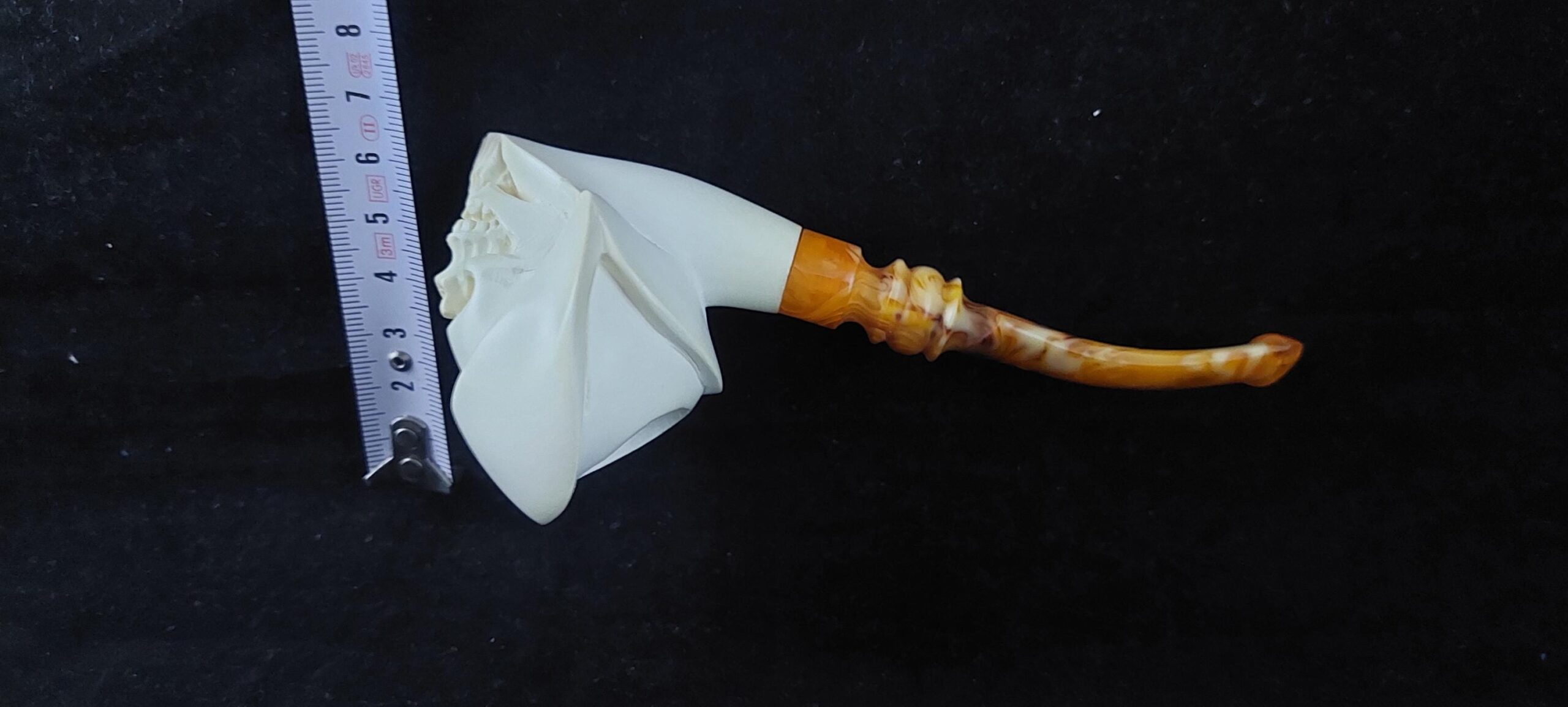 Skull with meerschaum pipe, block meerschaum, special skull design meerschaum pipe - Image 7