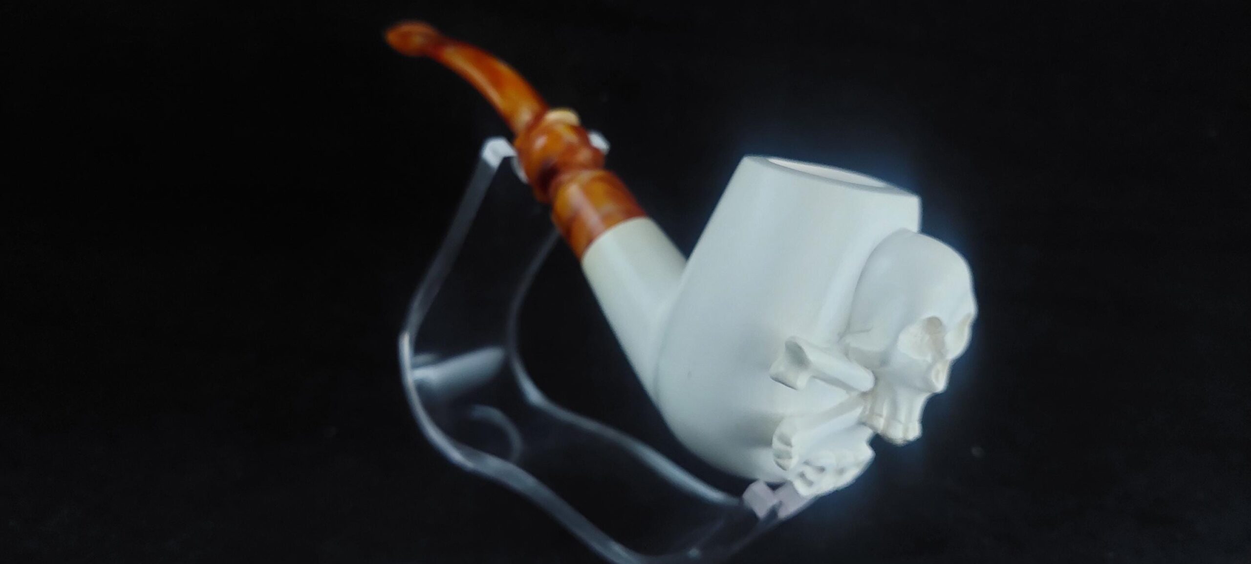 Skull meerschaum pipe, block meerschaum, special skull design meerschaum pipe
