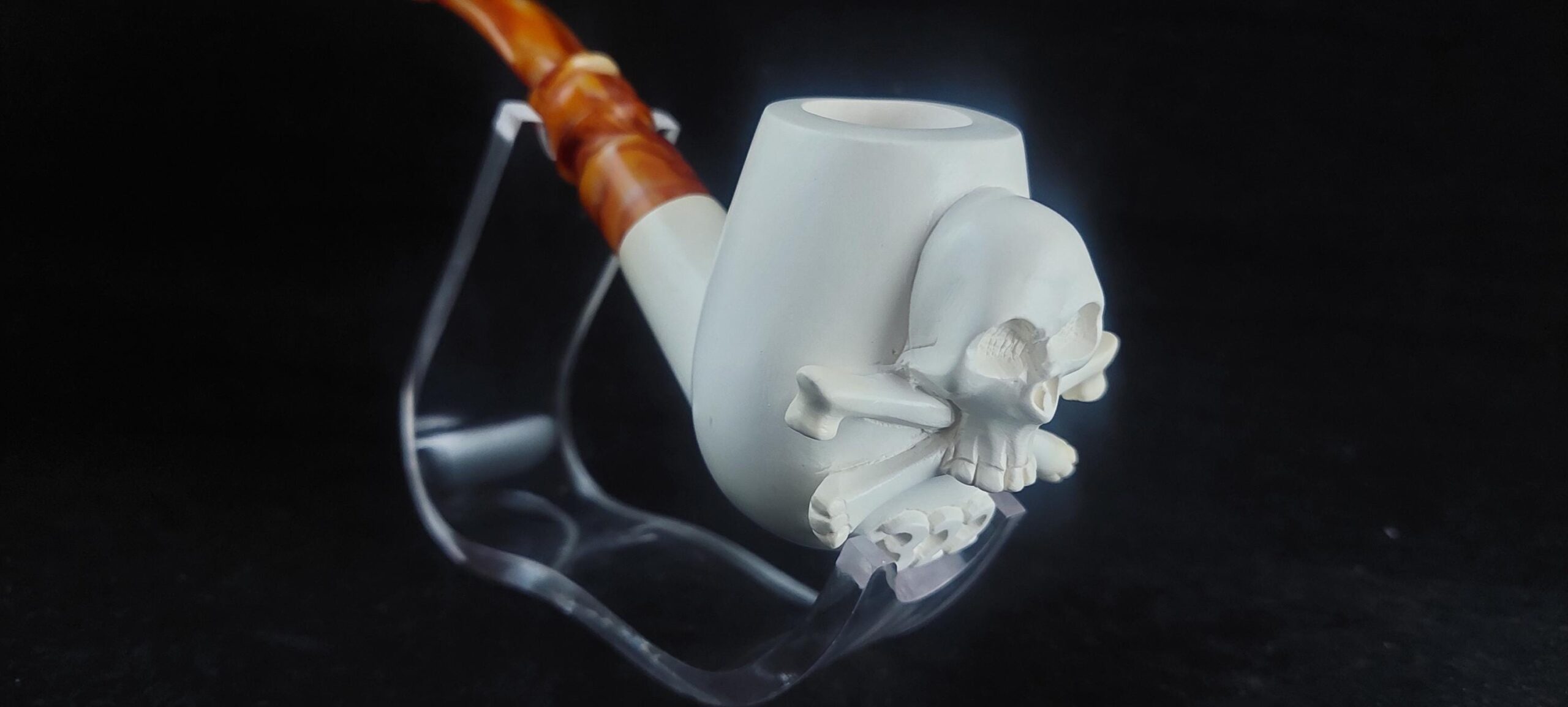 Skull meerschaum pipe, block meerschaum, special skull design meerschaum pipe - Image 6