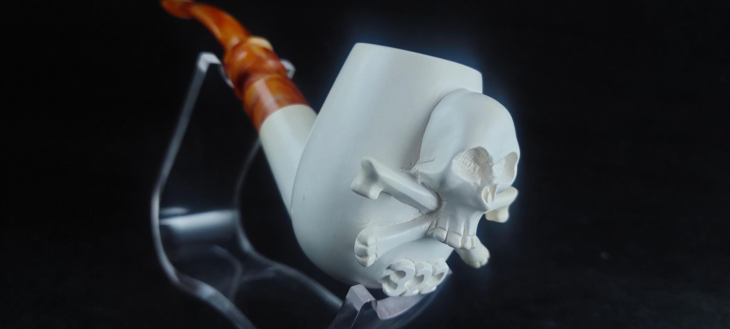 Skull meerschaum pipe, block meerschaum, special skull design meerschaum pipe - Image 5