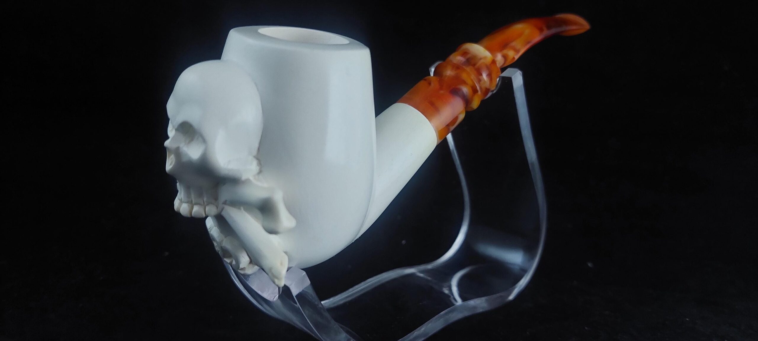Skull meerschaum pipe, block meerschaum, special skull design meerschaum pipe - Image 3