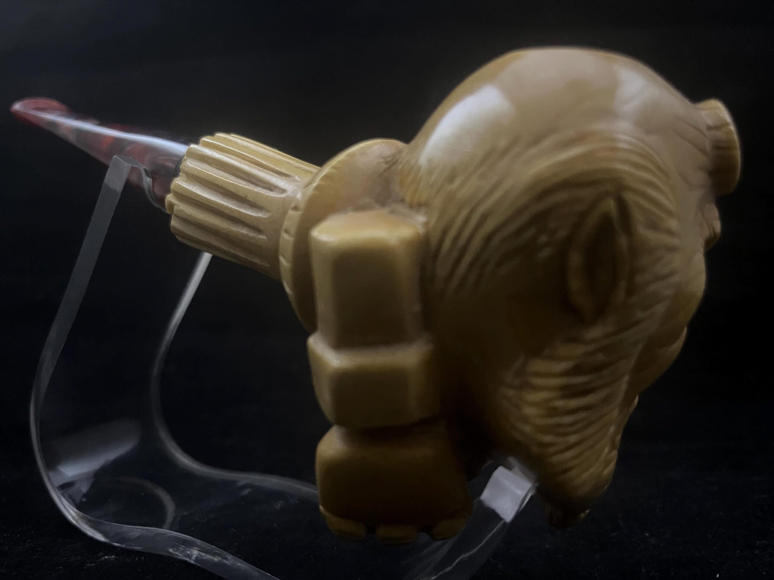 From Hell with Smoke – Hand Carved Pipe - Hornless, Fearless – Hellboy Meerschaum Pipe - Image 2
