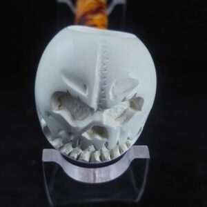 Unique Horror Design - Hand-Carved Skull Meerschaum Pipe
