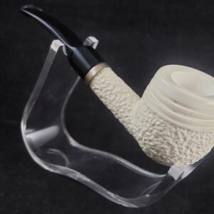 Textured Meerschaum Pipe – Handmade Rustic Design with Black Stem