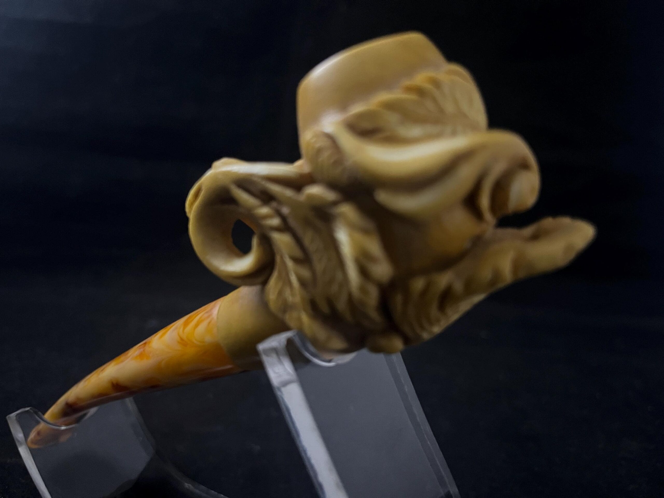 Ornate Baroque Floral Motif - Hand-Carved Meerschaum Pipe