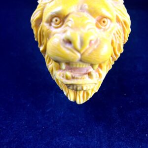 Hand Carved Lion Head Meerschaum Pipe – Eskişehir Block Meerschaum – Collector’s Unique Smoking Pipe – Gift for Pipe Lovers