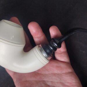Premium Handmade Meerschaum Pipe – Smoking Room Style with Acrylic Stem & 925 Silver Accent,Block meerschaum