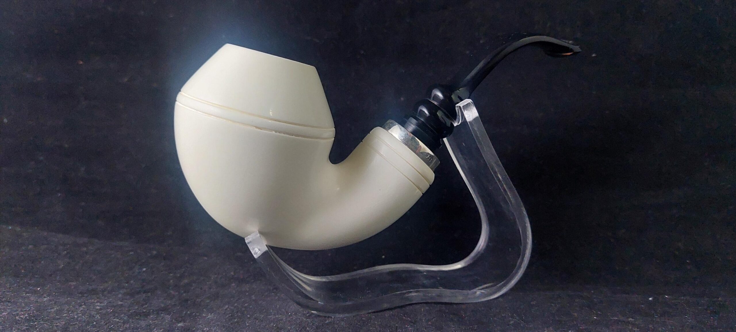 Premium Handmade Meerschaum Pipe – Smoking Room Style with Acrylic Stem & 925 Silver Accent,Block meerschaum - Image 3