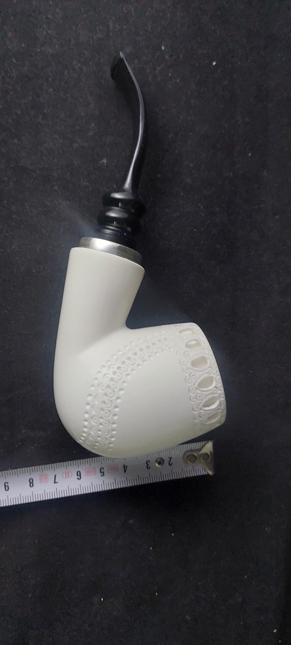 Elegant Meerschaum Pipe – Smoking Room with 925 Sterling Silver Ring & Acrylic Stem - Image 7