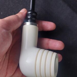 Premium Porsch Meerschaum Pipe – 925 Silver Ring, Acrylic Stem with Smoking Room Gift,Block Meerschaum