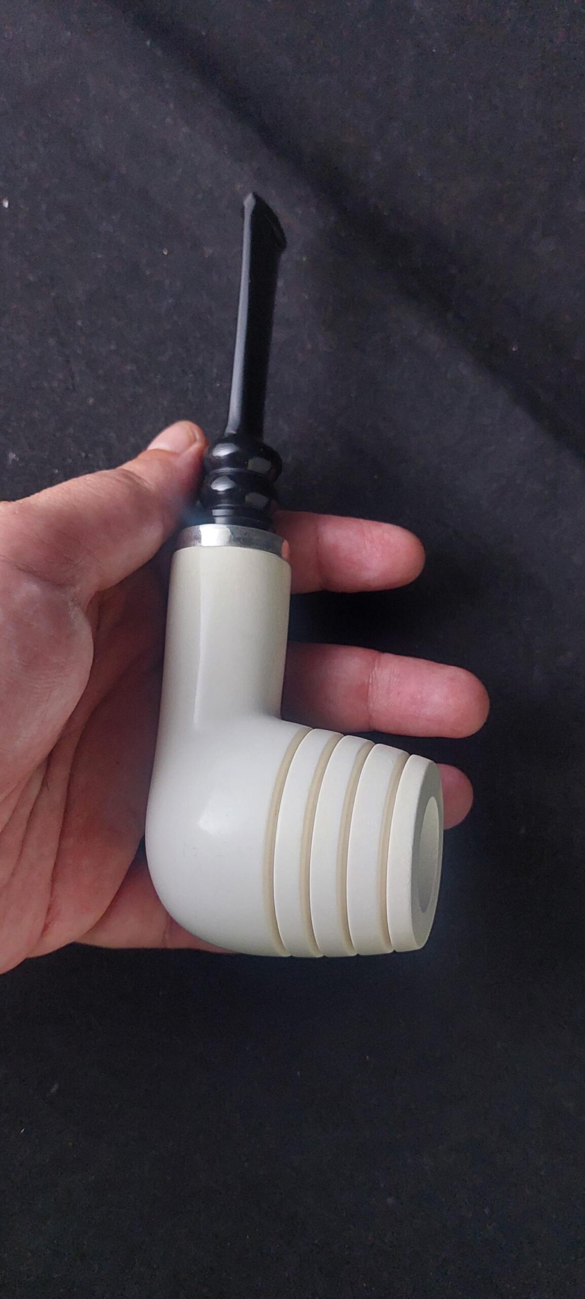 Premium Porsch Meerschaum Pipe – 925 Silver Ring, Acrylic Stem with Smoking Room Gift,Block Meerschaum