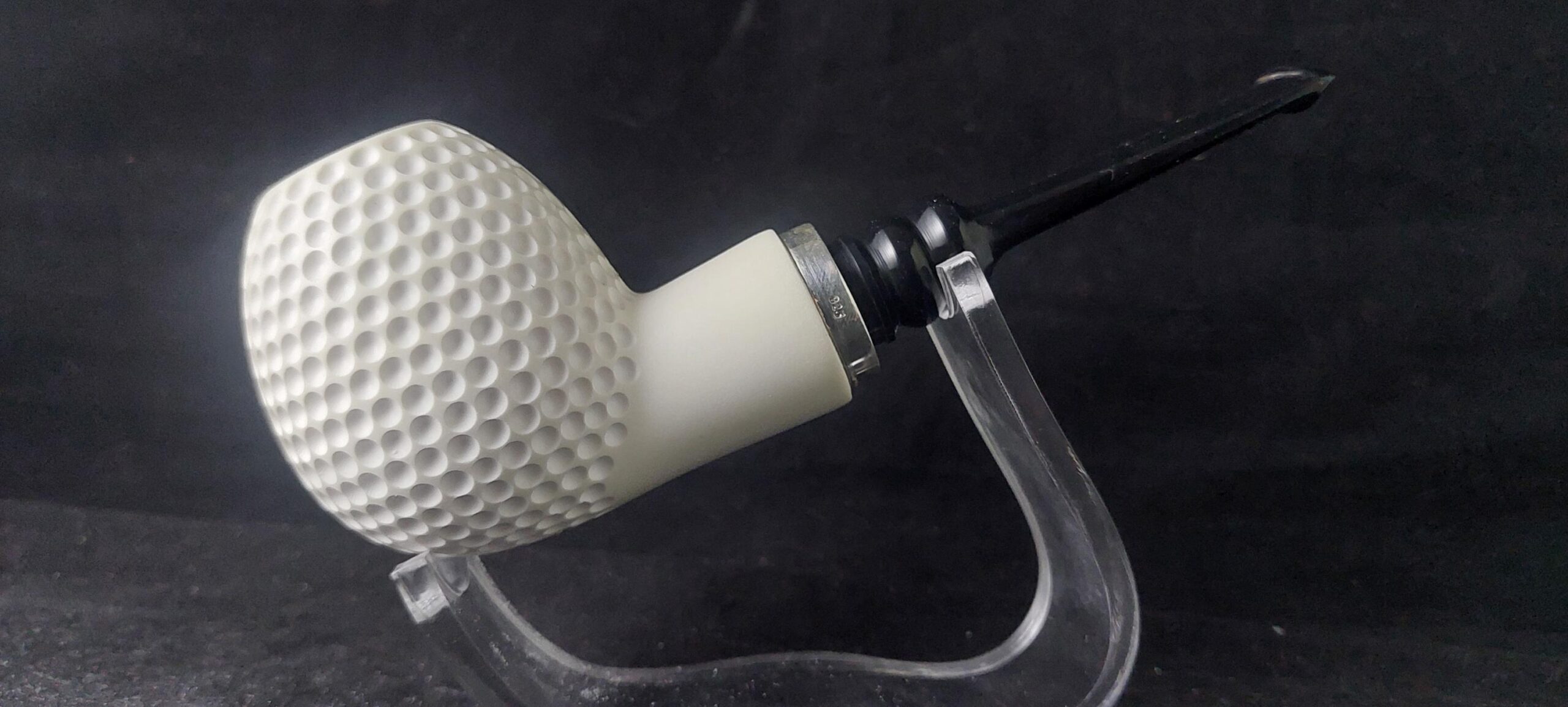 Golf Model Meerschaum Pipe – Hand Carved with Acrylic Stem & Silver 925 Accent and Smoking Room, Block meerschaum - Image 6