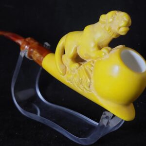 Lion meerschaum pipe, smoking lion figure meerschaum pipe