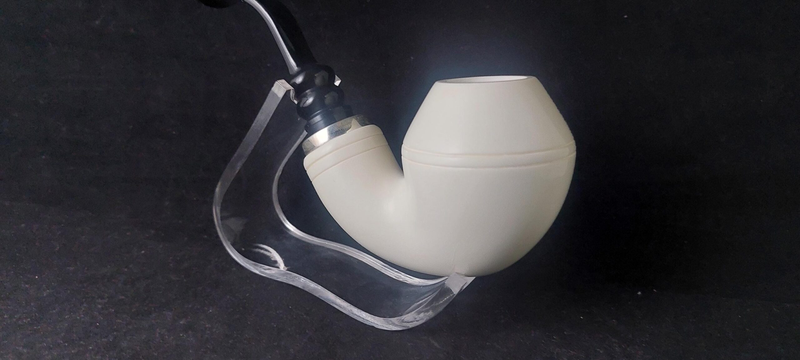 Premium Handmade Meerschaum Pipe – Smoking Room Style with Acrylic Stem & 925 Silver Accent,Block meerschaum - Image 4