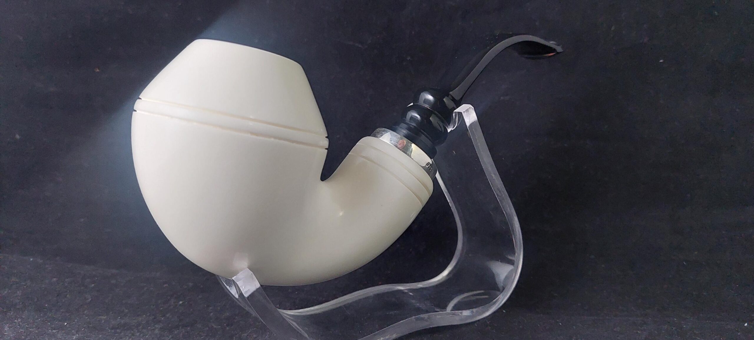 Premium Handmade Meerschaum Pipe – Smoking Room Style with Acrylic Stem & 925 Silver Accent,Block meerschaum - Image 5