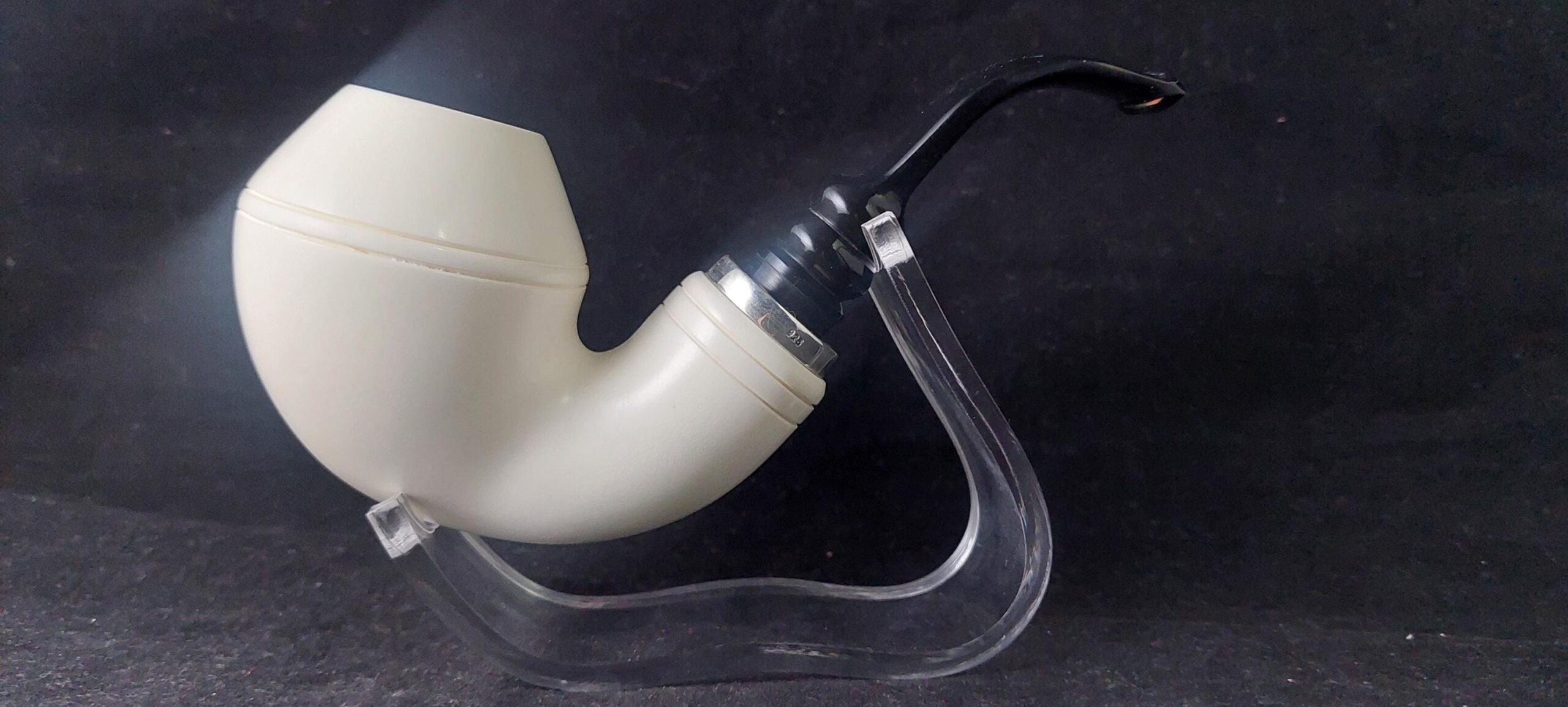 Premium Handmade Meerschaum Pipe – Smoking Room Style with Acrylic Stem & 925 Silver Accent,Block meerschaum - Image 6