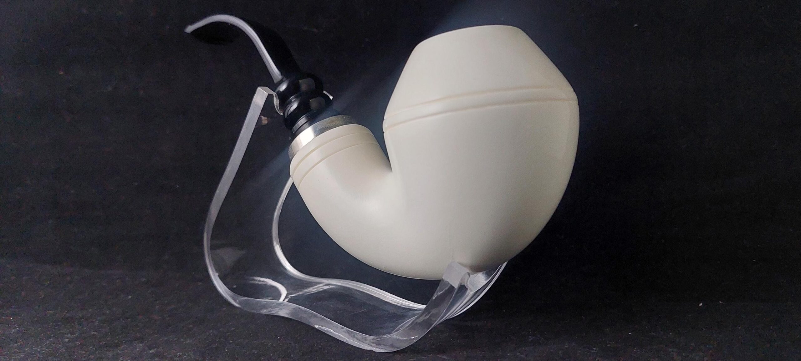 Premium Handmade Meerschaum Pipe – Smoking Room Style with Acrylic Stem & 925 Silver Accent,Block meerschaum - Image 2