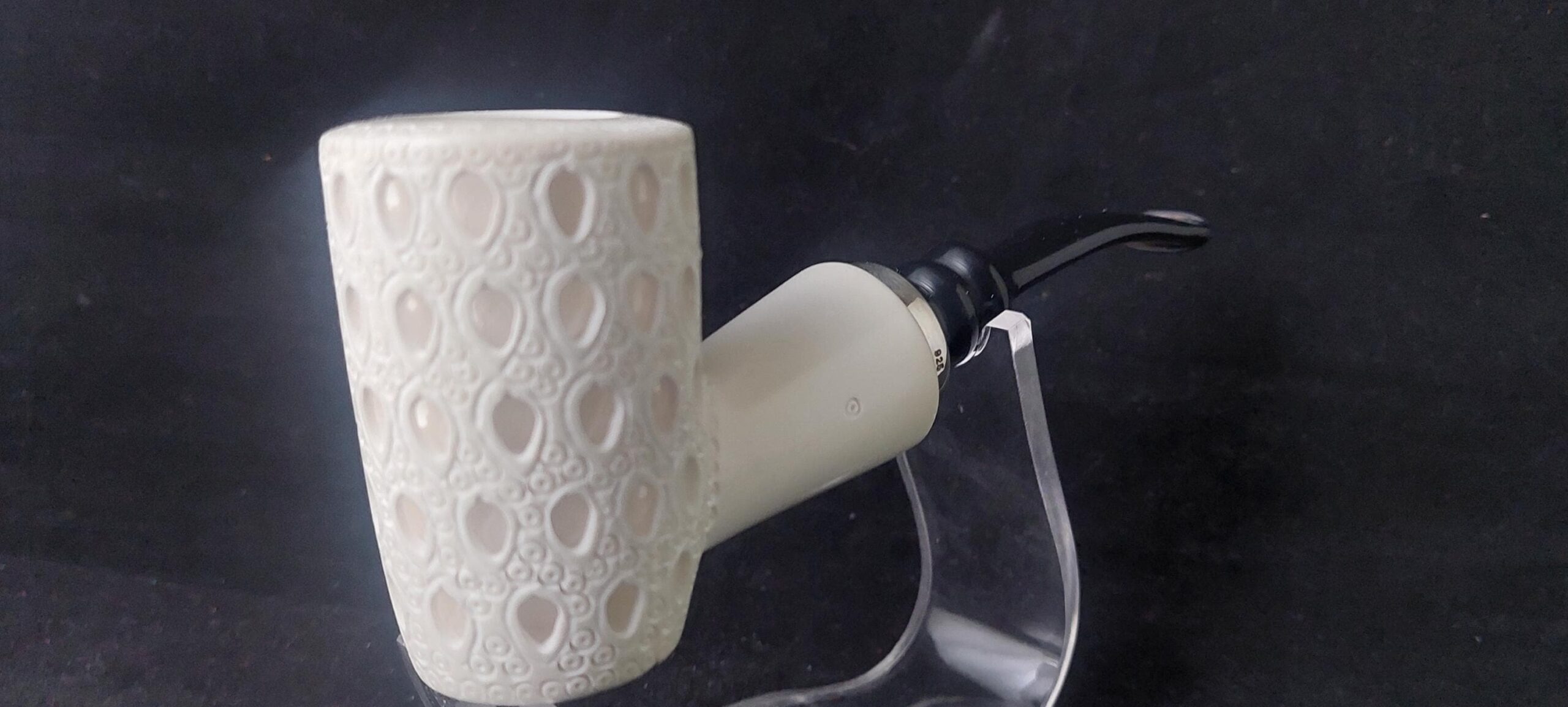 Poker Meerschaum Pipe – Hand Carved with Acrylic Stem & Silver 925 Accent and Smoking Room, Block meerschaum - Image 5