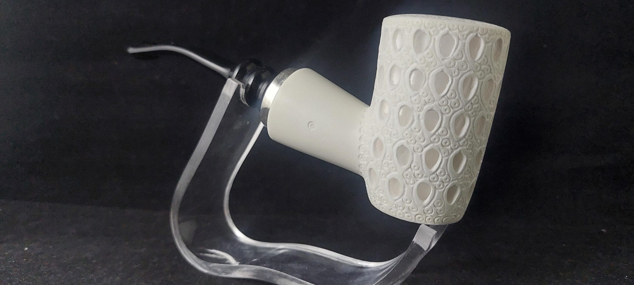 Poker Meerschaum Pipe – Hand Carved with Acrylic Stem & Silver 925 Accent and Smoking Room, Block meerschaum