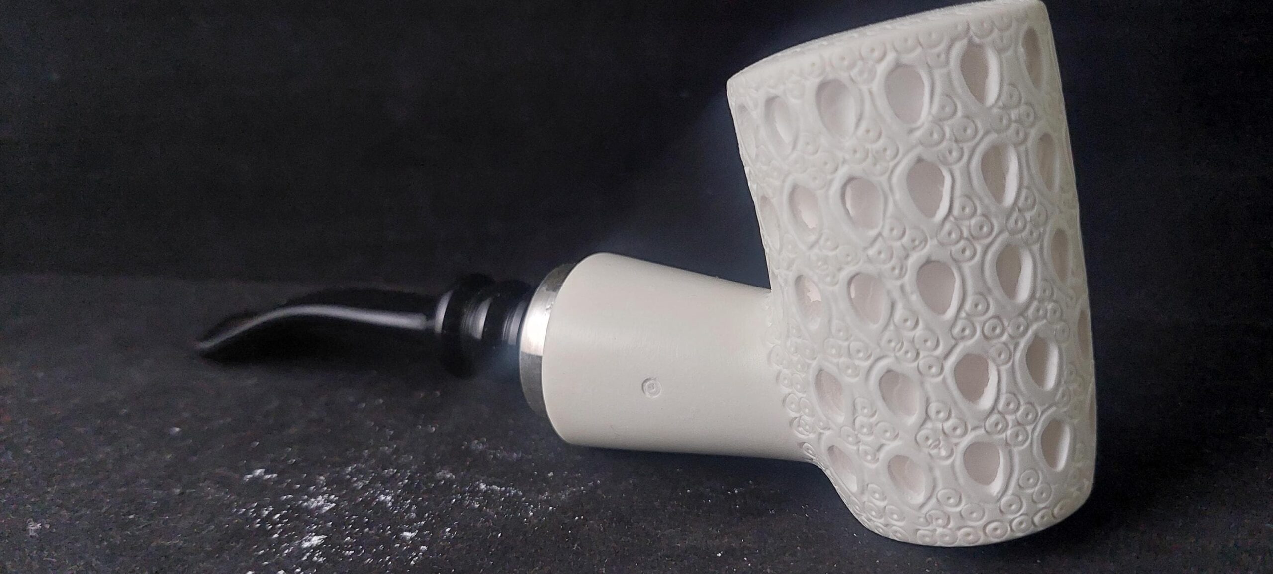 Poker Meerschaum Pipe – Hand Carved with Acrylic Stem & Silver 925 Accent and Smoking Room, Block meerschaum - Image 7