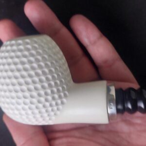 Golf Model Meerschaum Pipe – Hand Carved with Acrylic Stem & Silver 925 Accent and Smoking Room, Block meerschaum