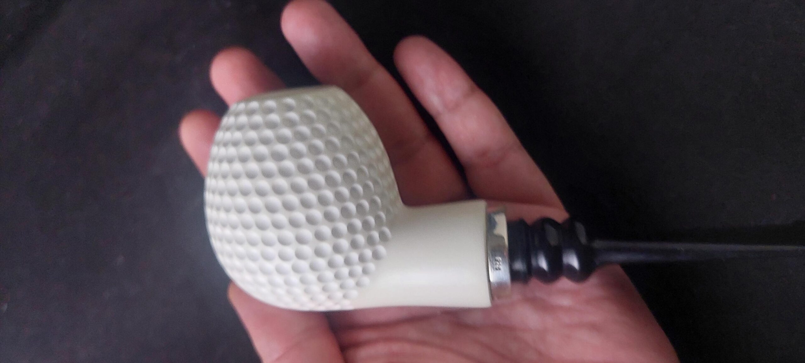 Golf Model Meerschaum Pipe – Hand Carved with Acrylic Stem & Silver 925 Accent and Smoking Room, Block meerschaum