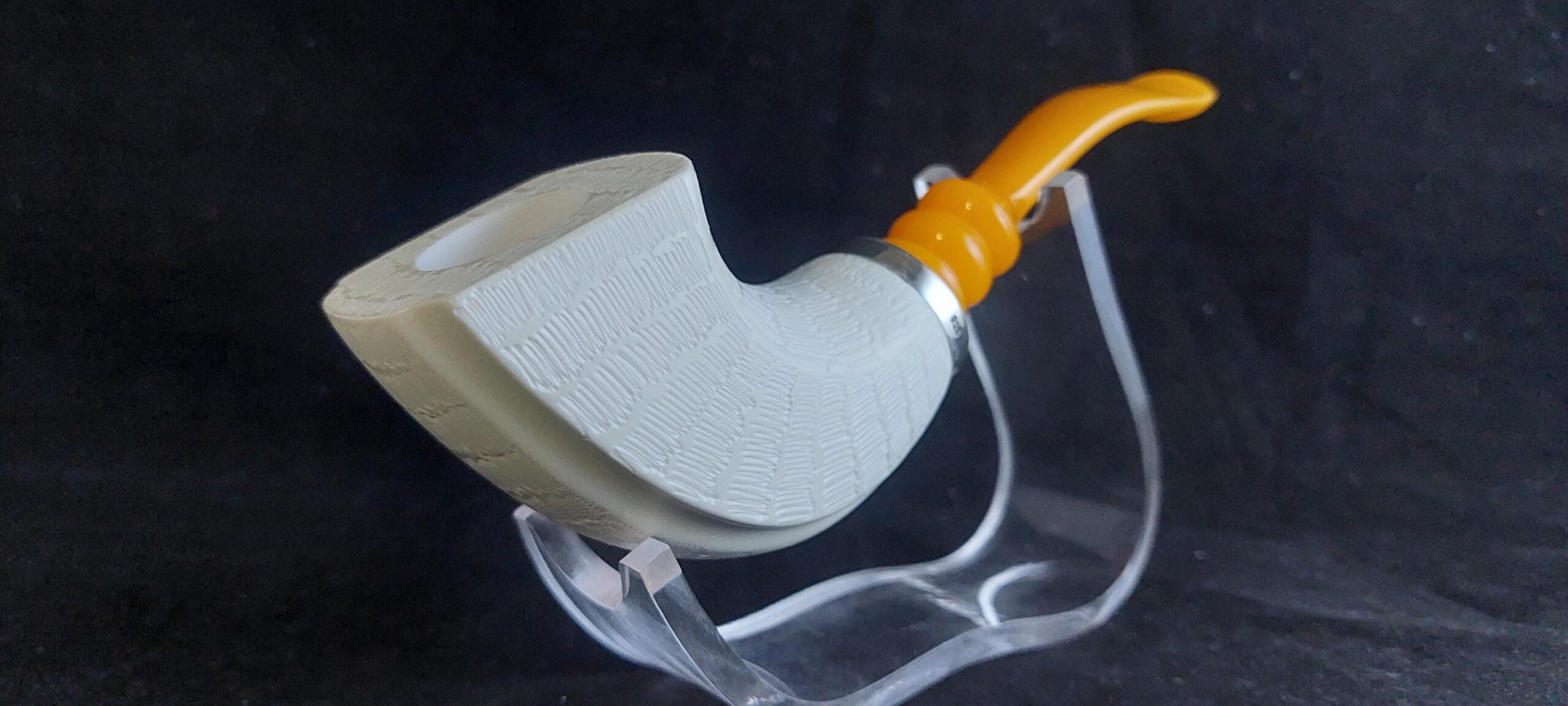 Turkish Meerschaum Pipe – Acrylic Stem & 925 Silver Ring, Handmade Gift for Him Block meerschaum - Image 4