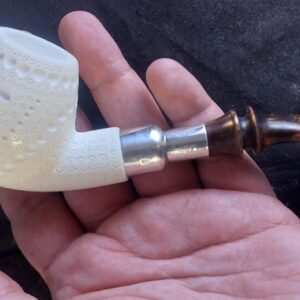 Elite design Meerschaum Pipe – Hand Carved with Acrylic Stem & Silver 925 With Smoking Room, Block Meerschaum Pipe,