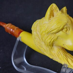wolf design meerschaum pipe, Wild Wolf meerschaum pipe, Pipe for wolf lovers