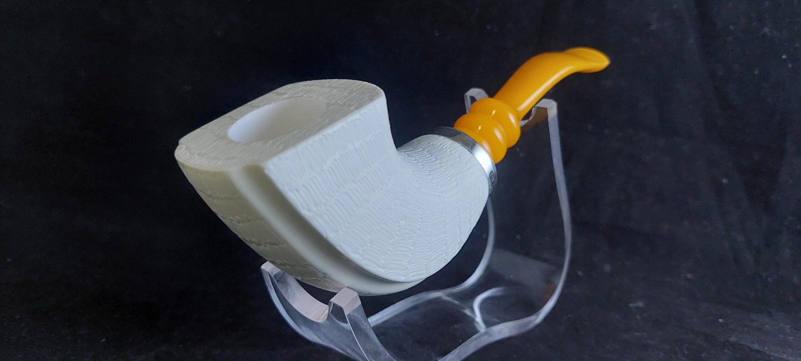 Turkish Meerschaum Pipe – Acrylic Stem & 925 Silver Ring, Handmade Gift for Him Block meerschaum - Image 6