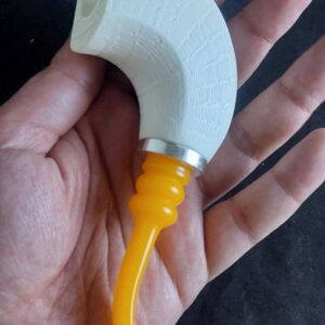 Turkish Meerschaum Pipe – Acrylic Stem & 925 Silver Ring, Handmade Gift for Him Block meerschaum