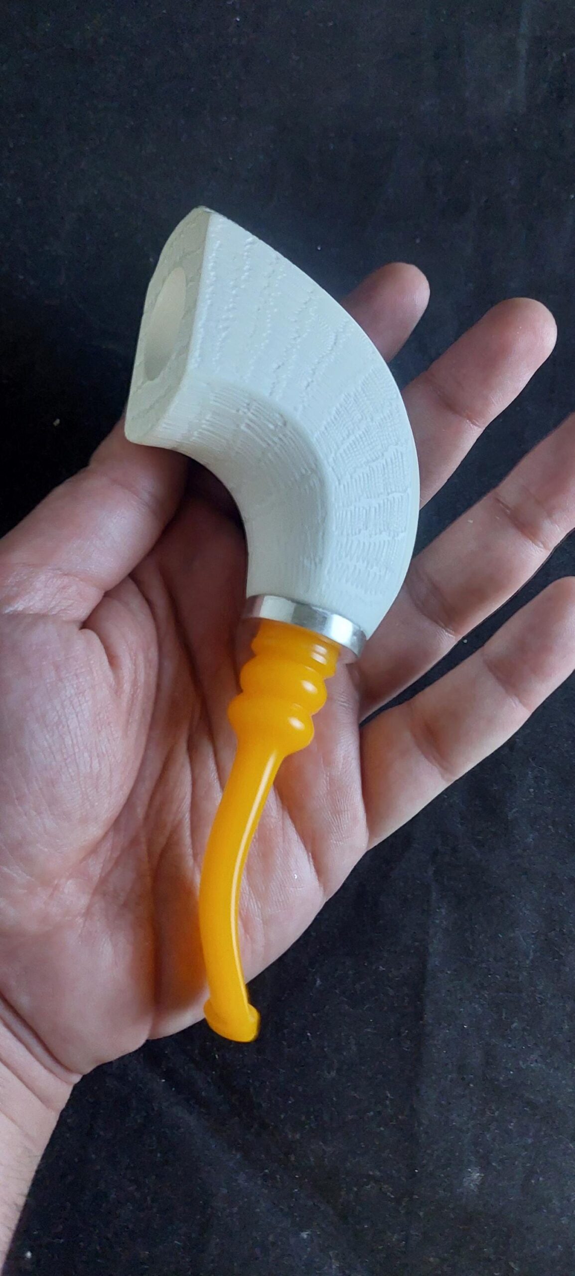 Turkish Meerschaum Pipe – Acrylic Stem & 925 Silver Ring, Handmade Gift for Him Block meerschaum