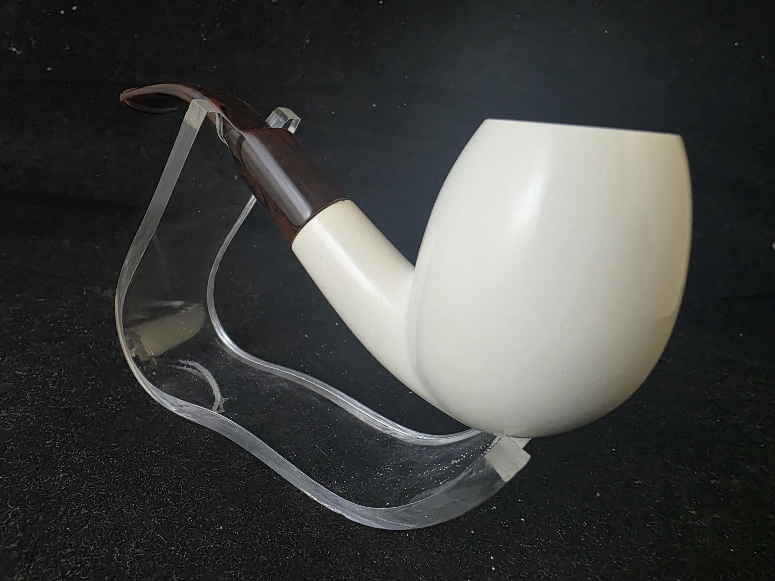 Elegant classic model meerschaum pipe with acrylic stem –, Block Meerschaum, Turkish meerschaum