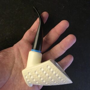 Unique Double side Design Meerschaum Pipe – Hand Carved with Acrylic Stem, Block Meerschaum,