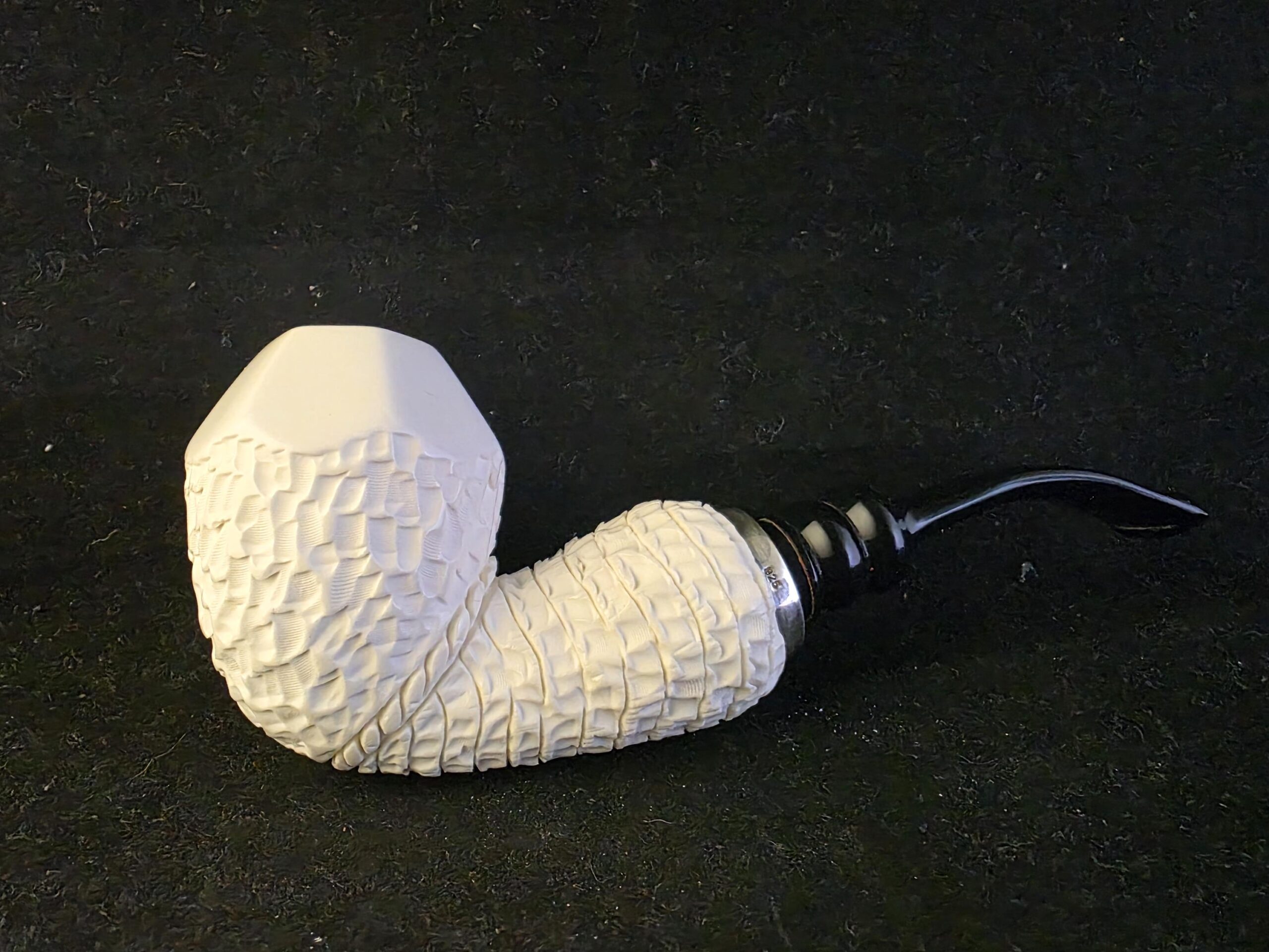 Classic Elite design Meerschaum Pipe – Hand Carved with Acrylic Stem & Silver 925 With Smoking Room, Block Meerschaum Pipe, - Image 5