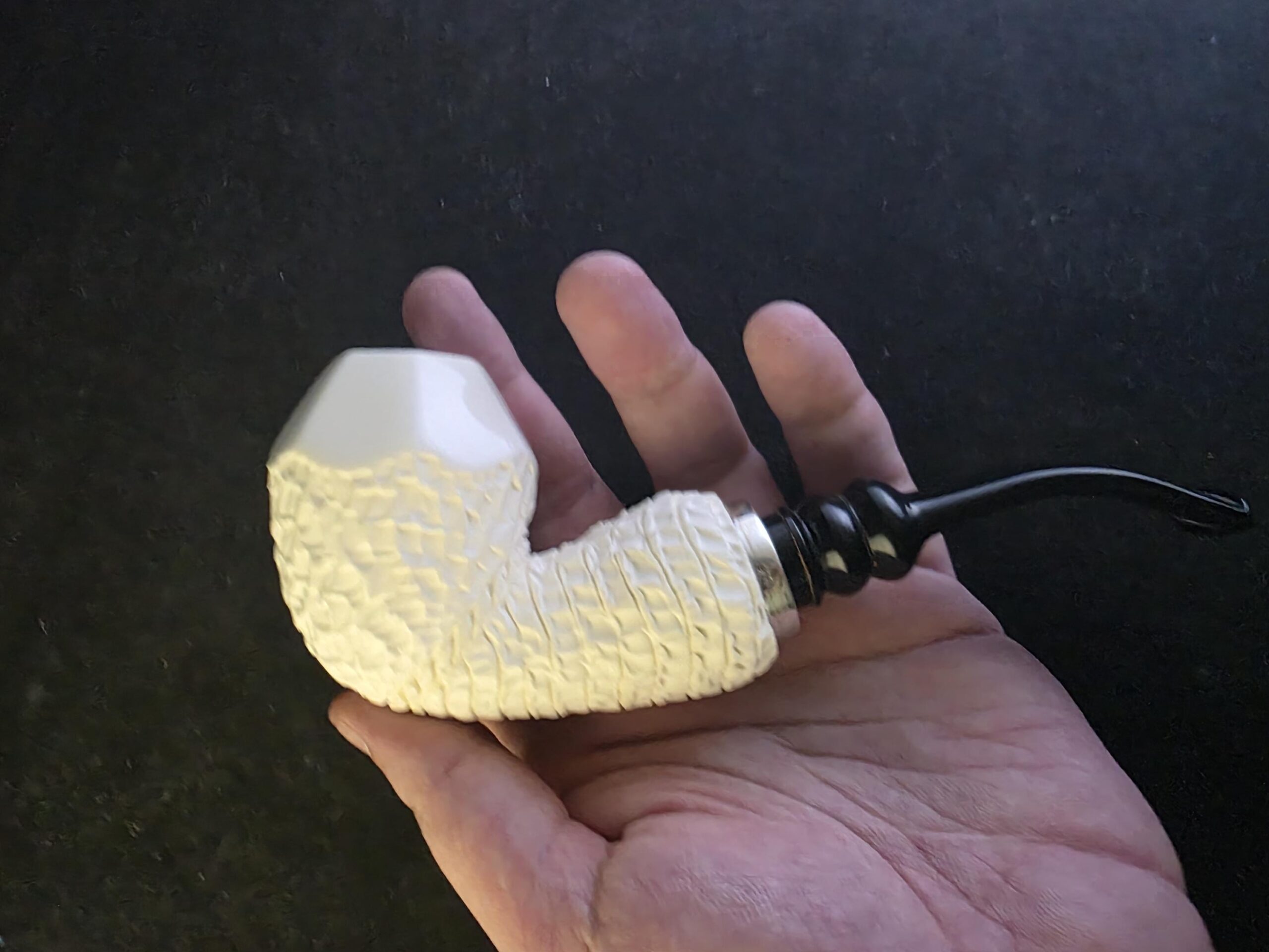 Classic Elite design Meerschaum Pipe – Hand Carved with Acrylic Stem & Silver 925 With Smoking Room, Block Meerschaum Pipe,