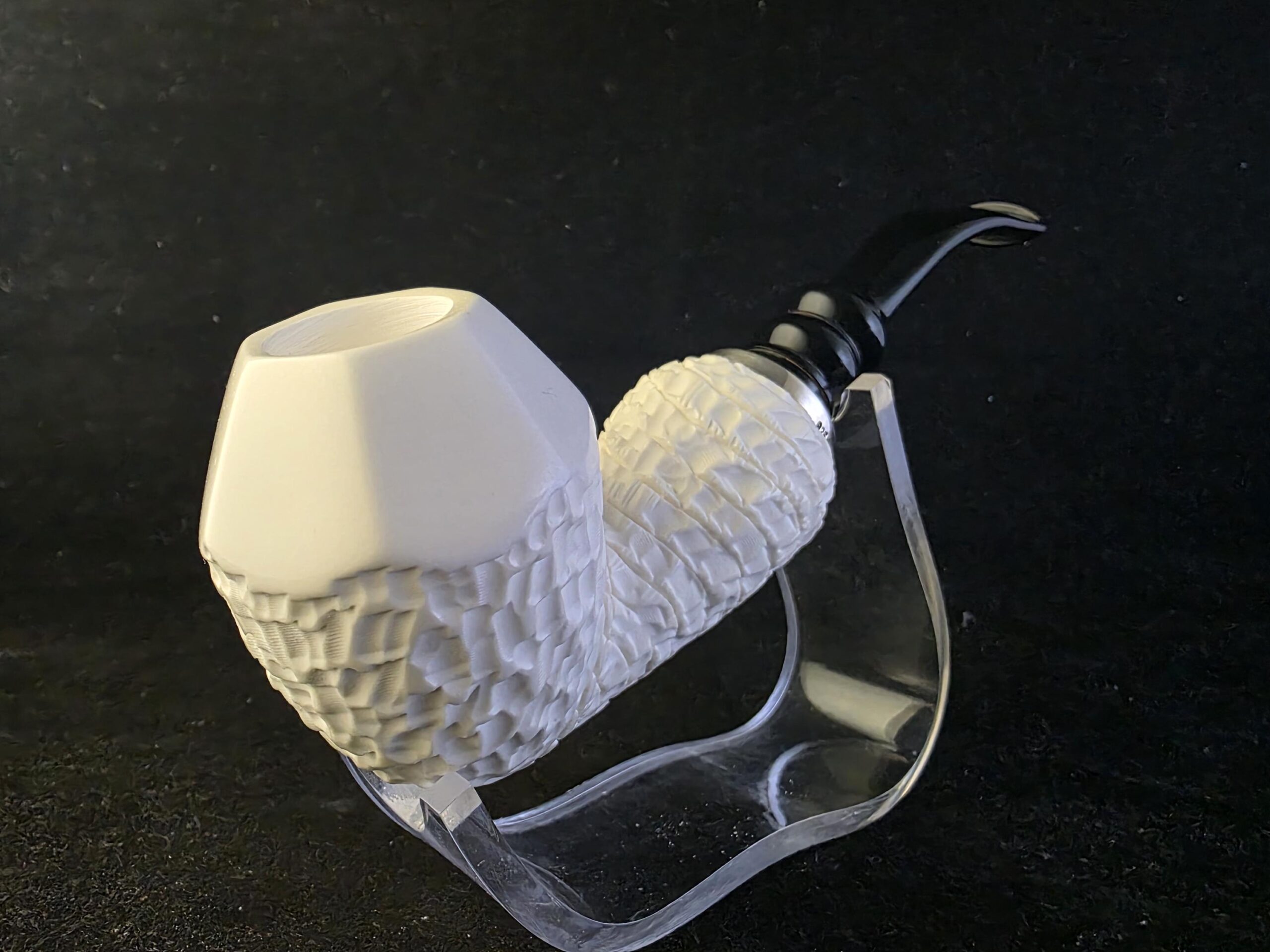 Classic Elite design Meerschaum Pipe – Hand Carved with Acrylic Stem & Silver 925 With Smoking Room, Block Meerschaum Pipe, - Image 3