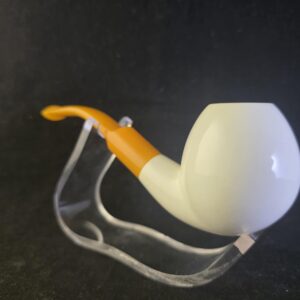Smooth Apple design Meerschaum Pipe with Acrylic Stem & Block Meerschaum