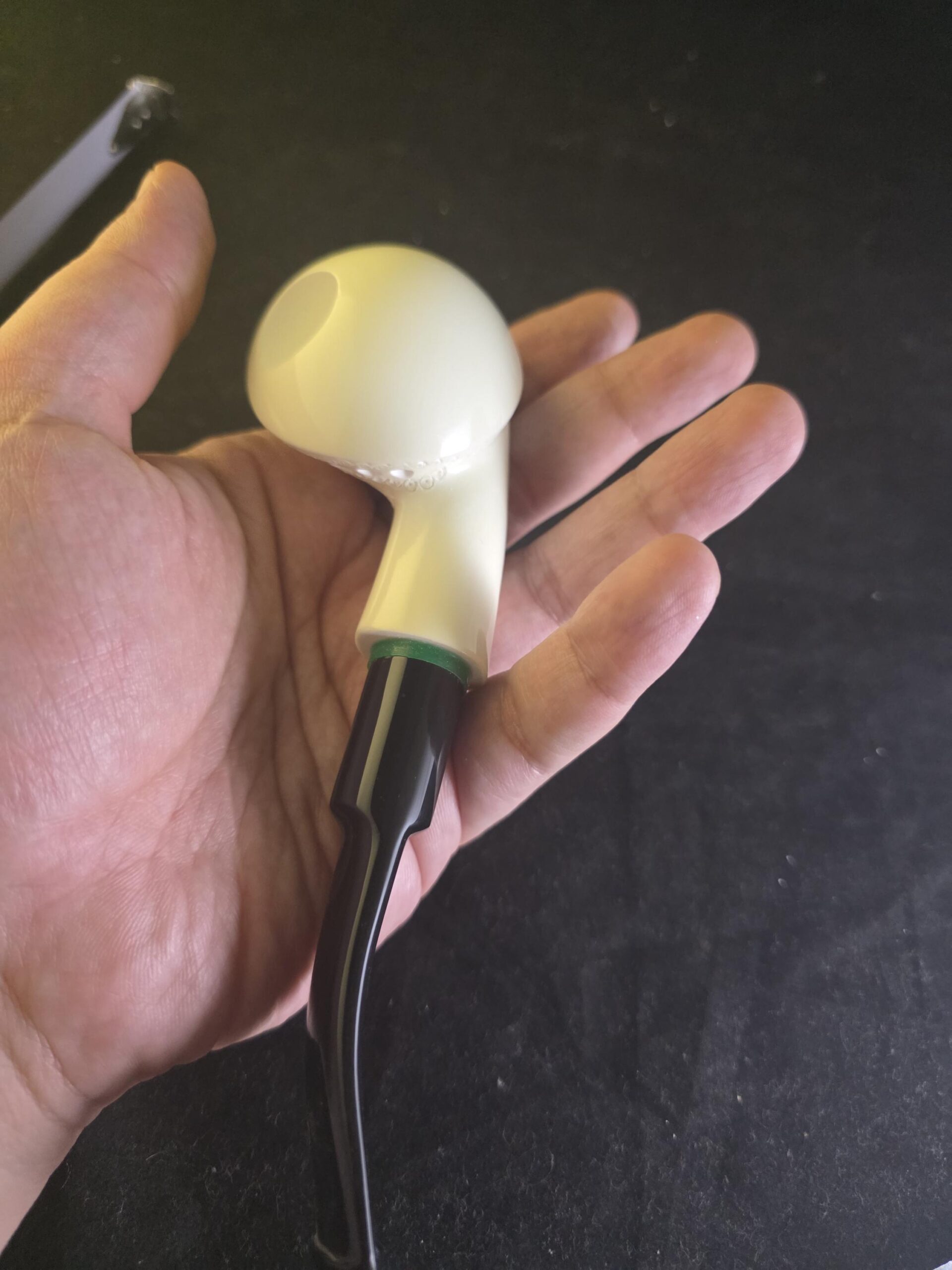 Hand Carved Turkish Meerschaum Half Apple Pipe – Free Style Unique Smoking Pipe with Acrylic Stem - Image 5