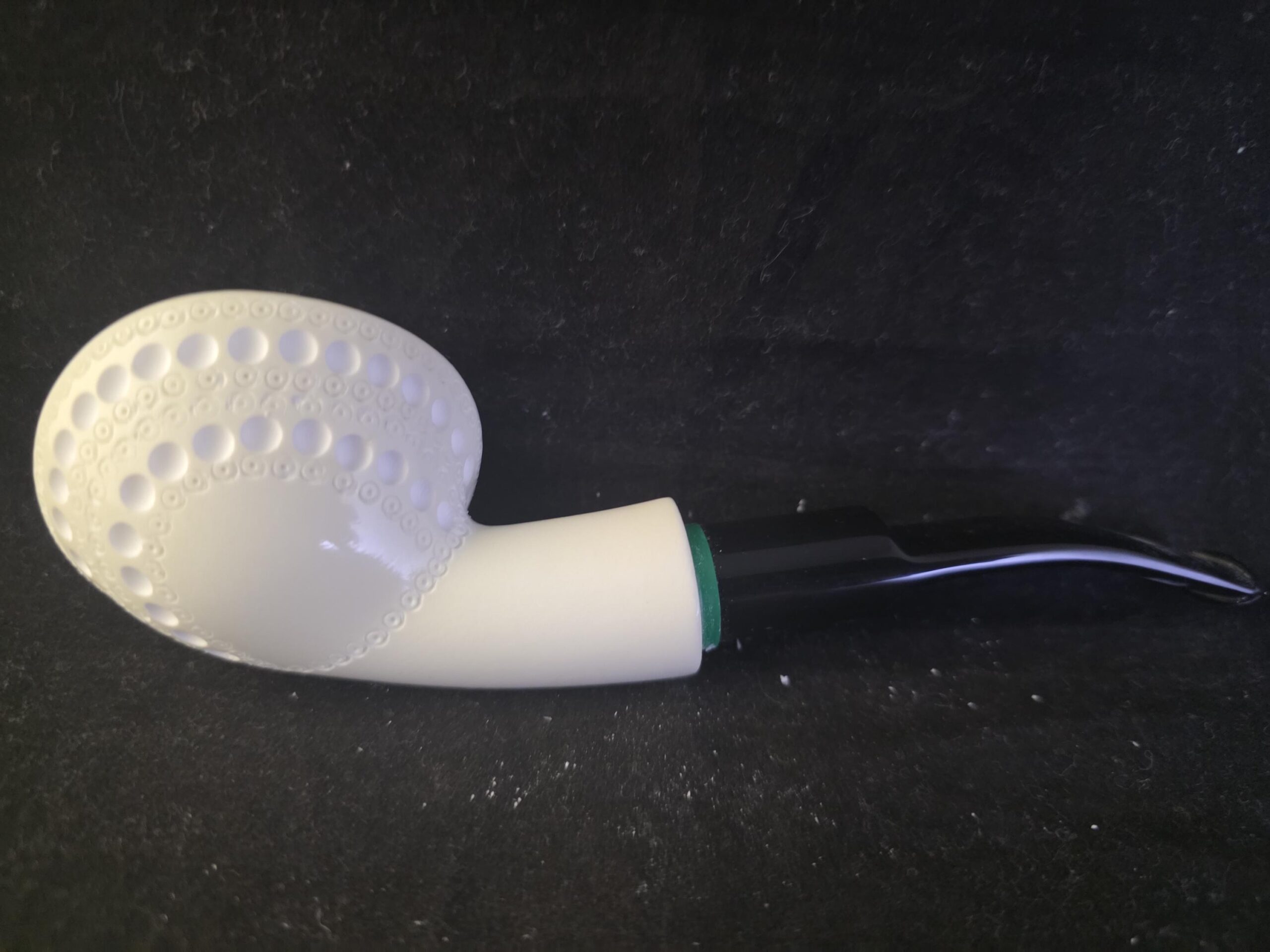 Hand Carved Turkish Meerschaum Half Apple Pipe – Free Style Unique Smoking Pipe with Acrylic Stem - Image 4
