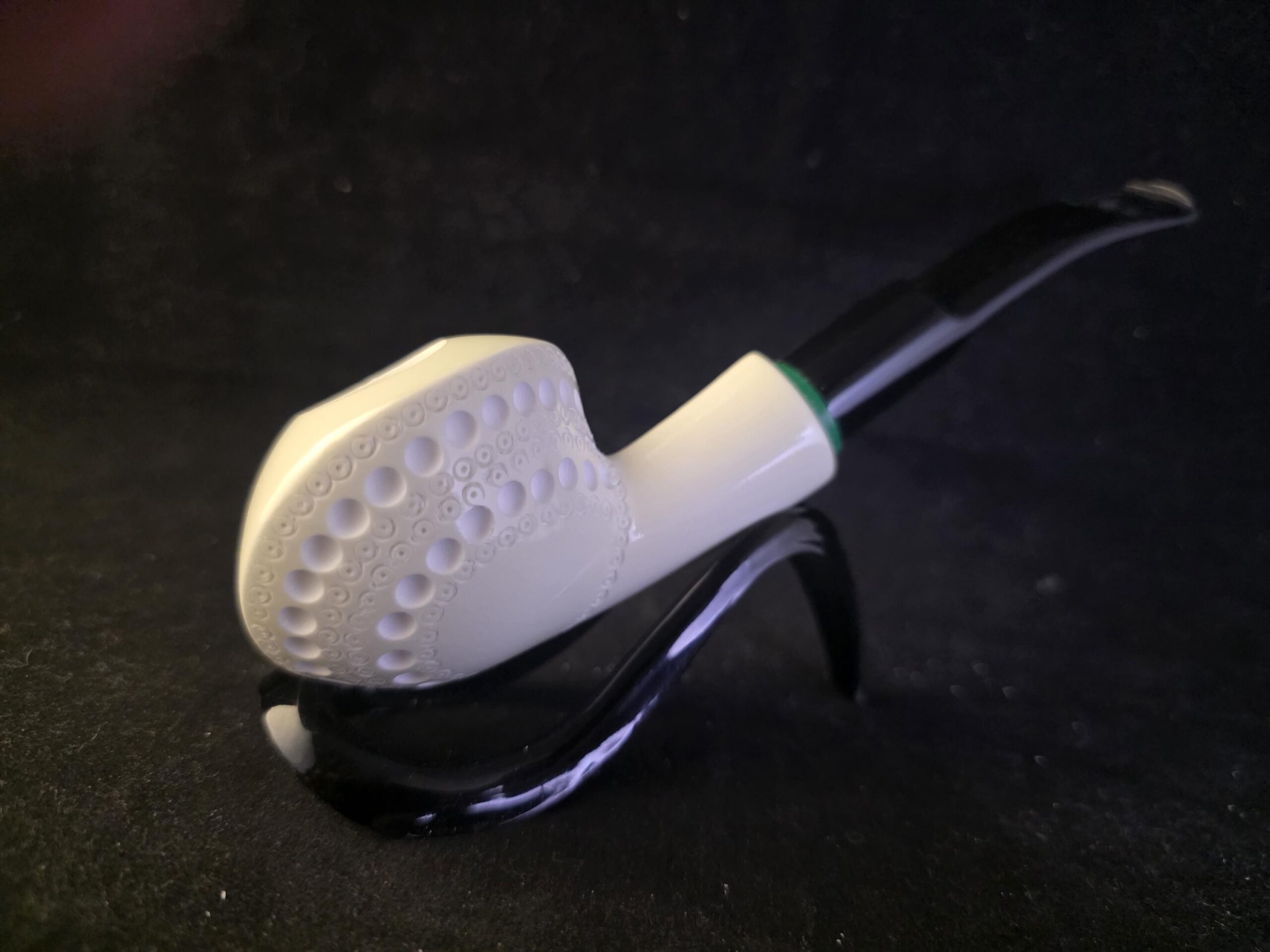 Hand Carved Turkish Meerschaum Half Apple Pipe – Free Style Unique Smoking Pipe with Acrylic Stem - Image 2