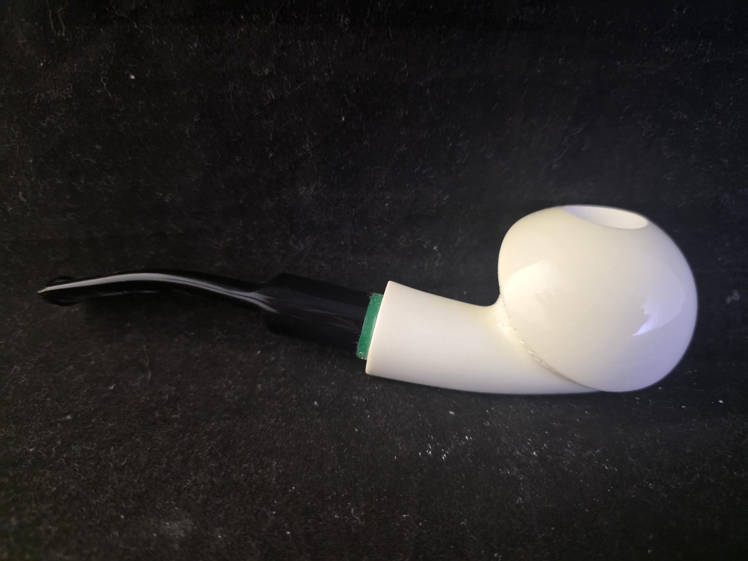 Hand Carved Turkish Meerschaum Half Apple Pipe – Free Style Unique Smoking Pipe with Acrylic Stem - Image 3