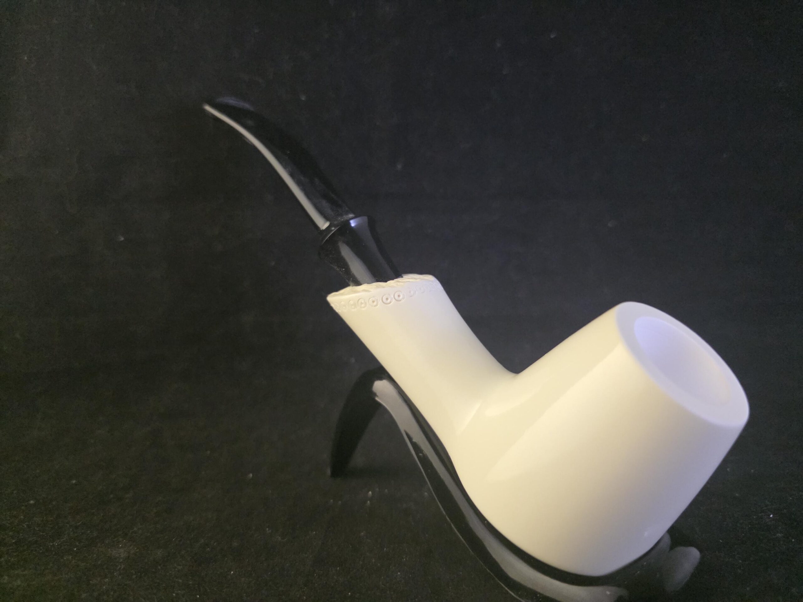 Hand Carved Turkish Meerschaum Free Style Pipe – Original Design Smoking Pipe with Acrylic Stem - Image 4