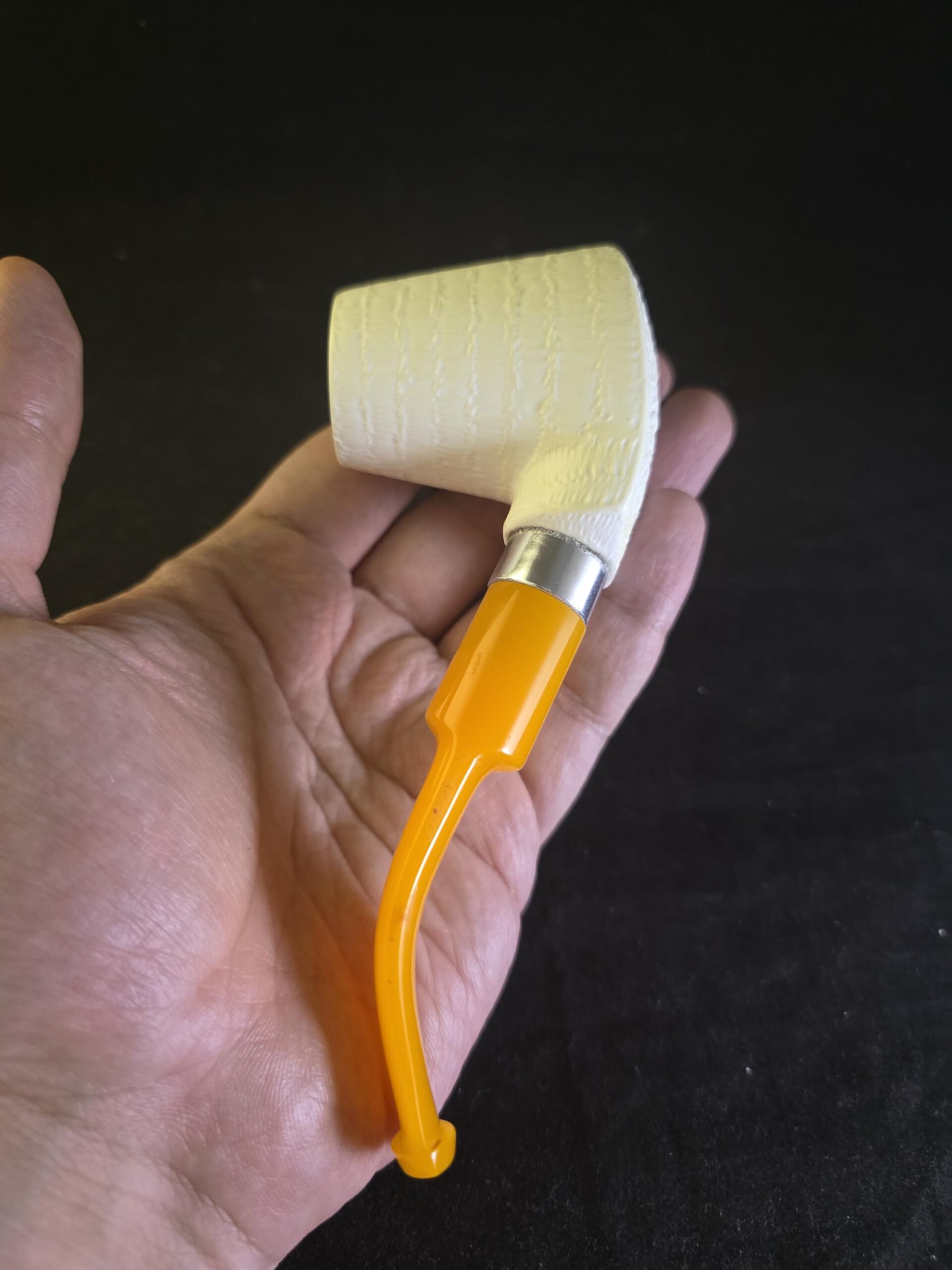 Rusticated Classic model Turkish Meerschaum Pipe with Acrylic Stem - Image 10